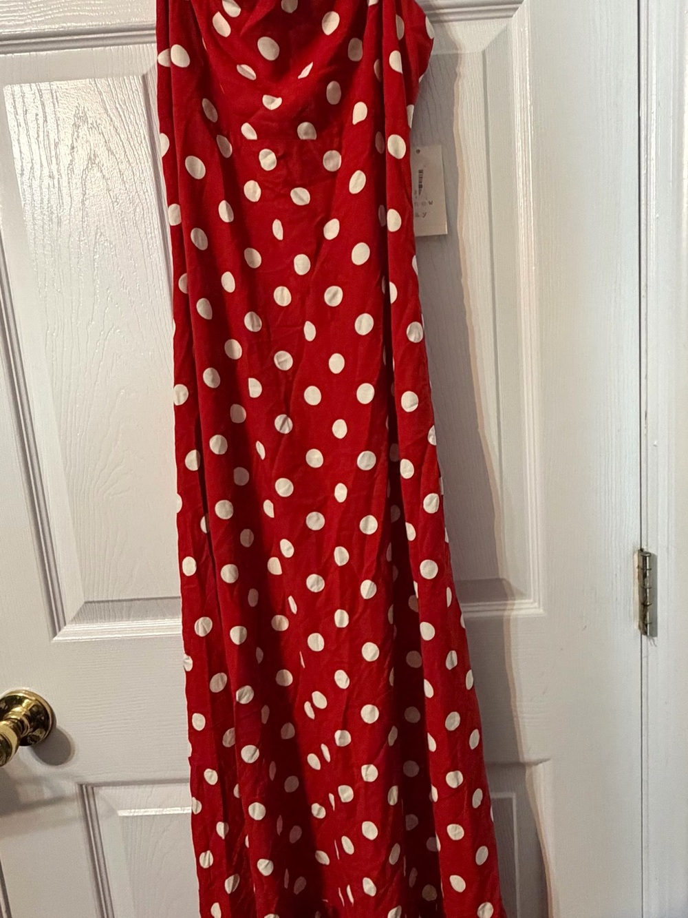 a new day Red Maxi Dress with White Polka Dots